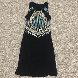 Pattern tight short dress with mesh cut outs